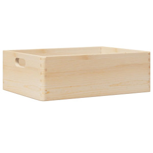 Caja de madera con asas madera maciza pino 40x30x13 cm H