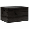 Caixa madeira tampa pegas preta 40x30x23cm pinho madeira maciça 2