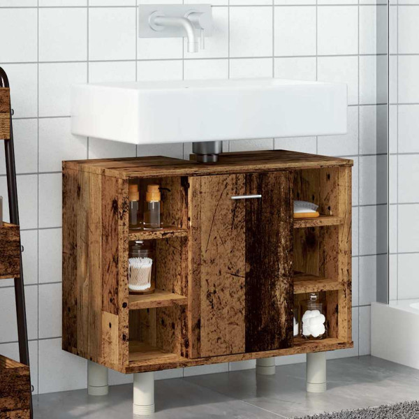 Armario de baño madera contrachapada envejecida 60x32x53.5 cm M 3