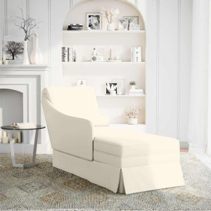 Chaise longue respaldo reposabrazos derecho terciopelo crema H