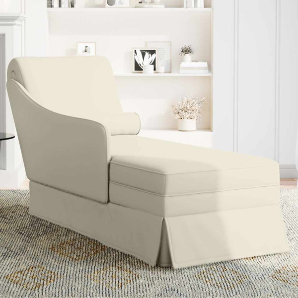 Chaise longue respaldo reposabrazos derecho terciopelo crema M 3
