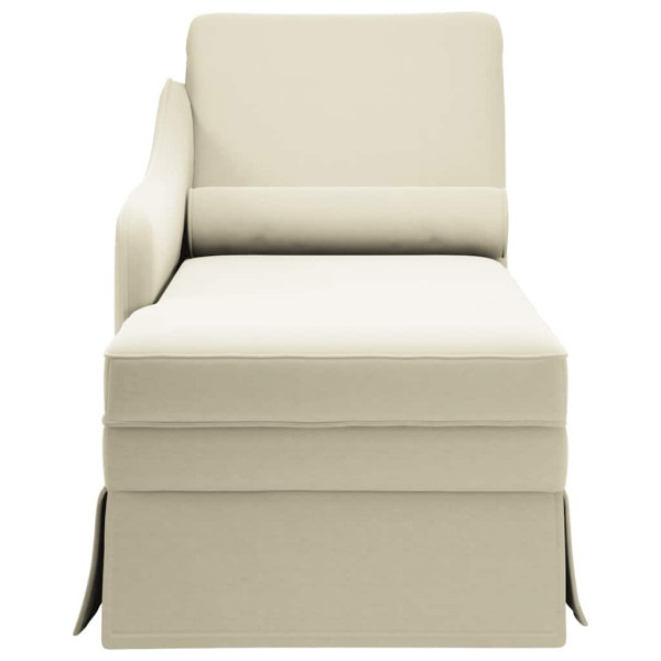 Chaise longue respaldo reposabrazos derecho terciopelo crema M 4