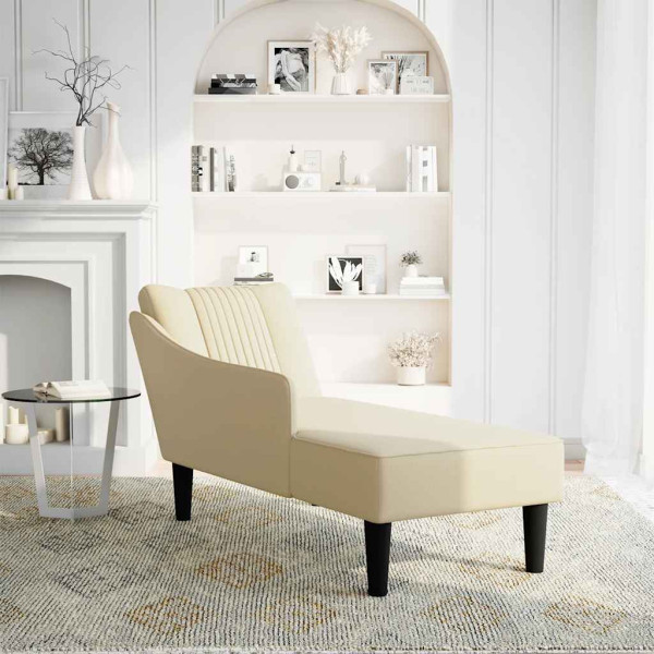 Chaise longue con reposabrazos derecho tela crema M 3
