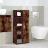 Mueble de baño con portarrollos roble ahumado 39x22x90 cm 3