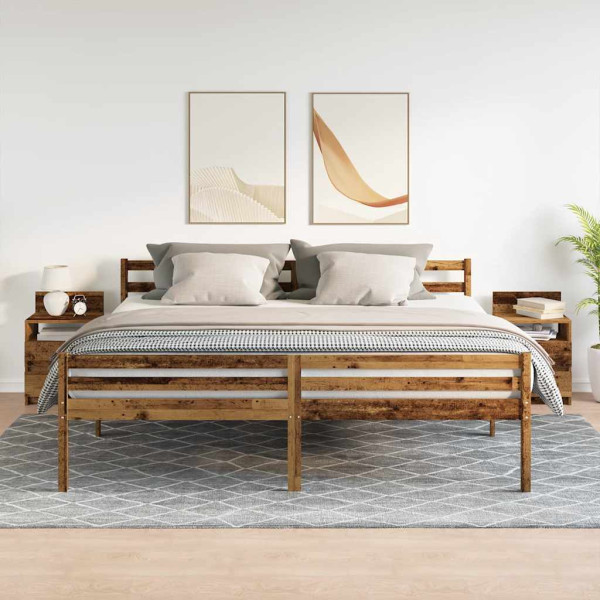 Mesas de cabeceira 2 pcs com 2 gavetas 40x33x60cm madeira velha M 3