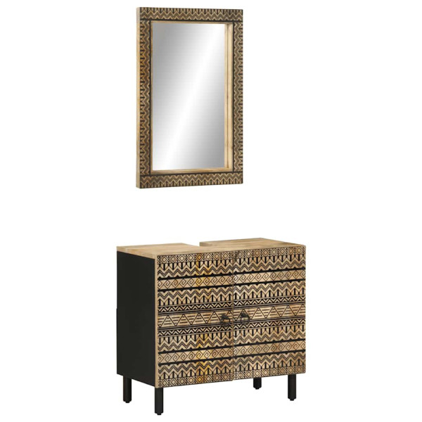 Conjunto de muebles de baño 2 piezas madera maciza de mango D