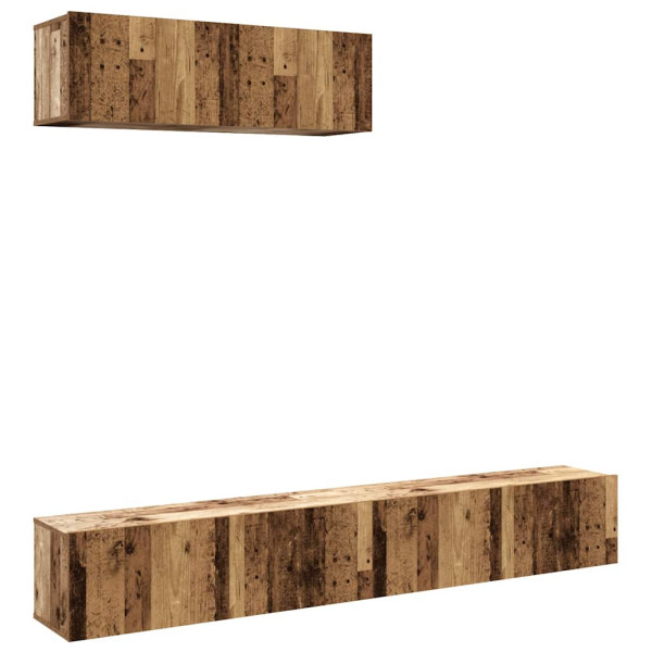 Muebles TV de pared 3 uds madera vieja 100x30x30 cm M 2