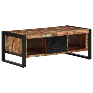 Mesa de centro multicolor 90x50x36 cm madera maciza reciclada H