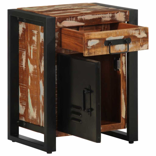 Mesa de cabeceira multicor 40x30x50cm madeira maciça recuperada M 3