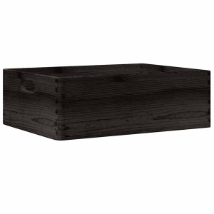 Caja de madera con asas madera maciza pino negra 40x30x13 cm H
