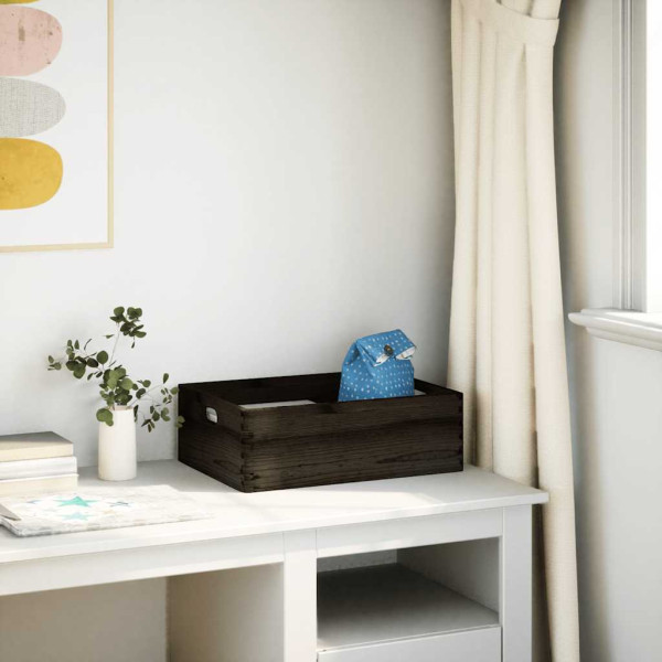 Caja de madera con asas madera maciza pino negra 40x30x13 cm M 3