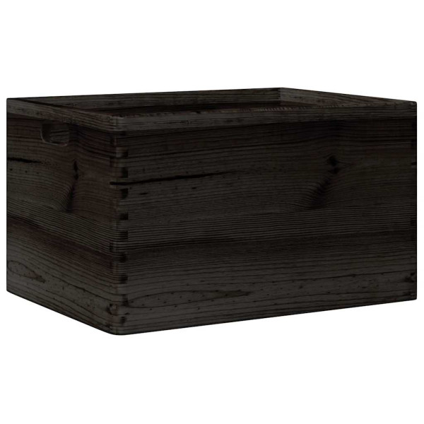 Caja de madera con asas madera maciza pino negra 40x30x23 cm M 2