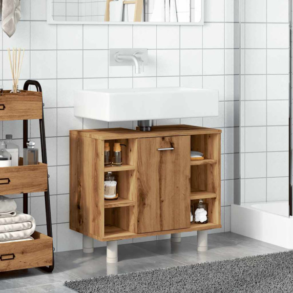 Armario de baño madera contrachapada roble artisan 60x32x53.5cm M 4