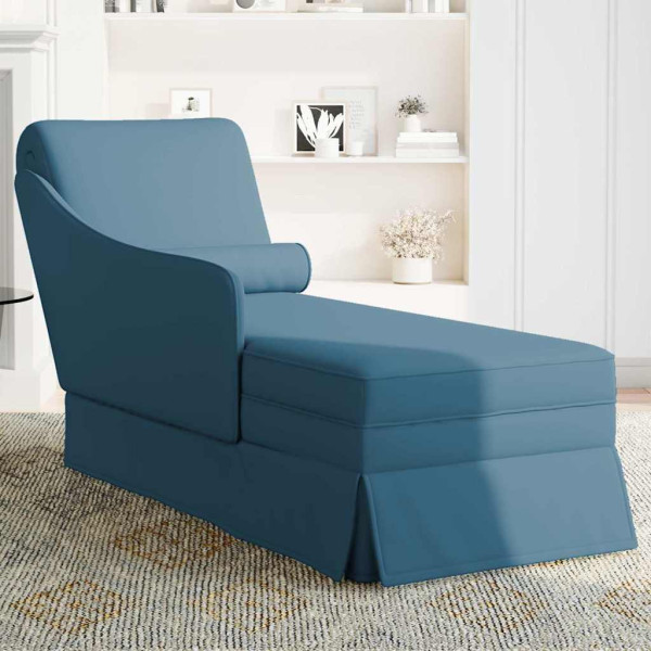 Chaise lounge c/ reforço/apoio de braços direito veludo azul M 3