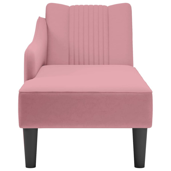 Chaise longue con reposabrazos derecho terciopelo rosa M 4