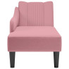 Chaise longue con reposabrazos derecho terciopelo rosa 4