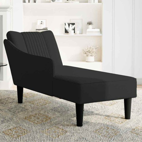 Chaise longue con reposabrazos derecho terciopelo negro M 3