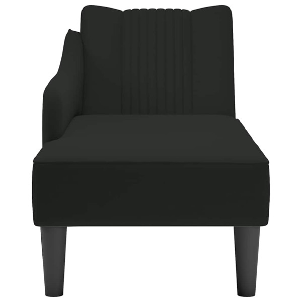 Chaise longue con reposabrazos derecho terciopelo negro M 4