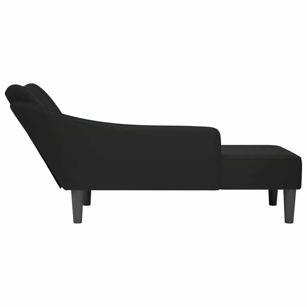 Chaise-longue com apoio de braço direito veludo preto M 5