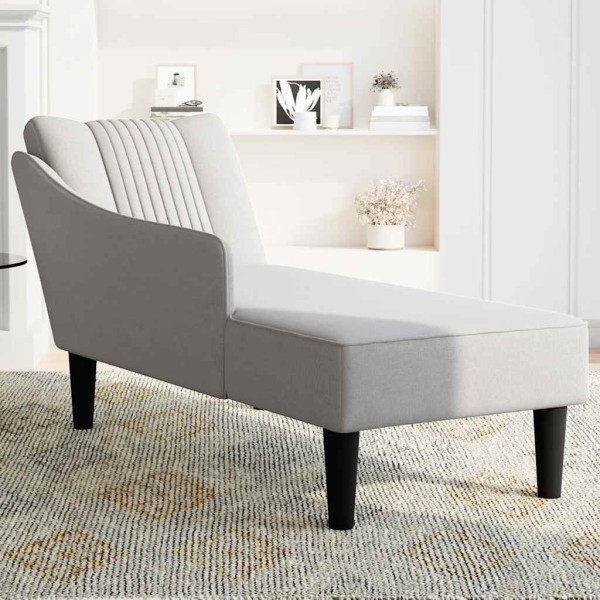 Chaise longue con reposabrazos derecho tela gris nube M 3