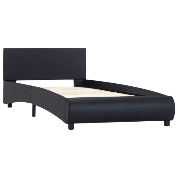 Estrutura de cama com LED 100x200 cm couro artificial preto M 3