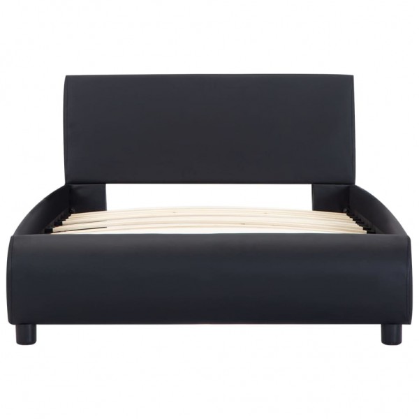 Estrutura de cama com LED 100x200 cm couro artificial preto M 4