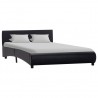 Estrutura de cama c/ LED 120x200 cm couro artificial preto 2