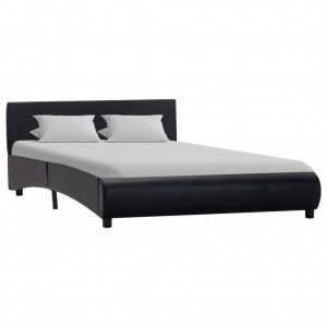 Estrutura de cama com LED 140x200 cm couro artificial preto H