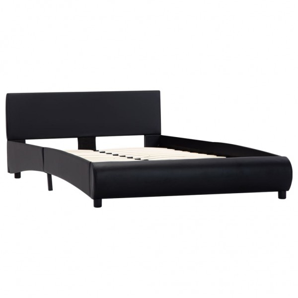 Estrutura de cama com LED 140x200 cm couro artificial preto M 3