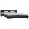 Estrutura de cama c/ LED 180x200 cm couro artificial preto 2