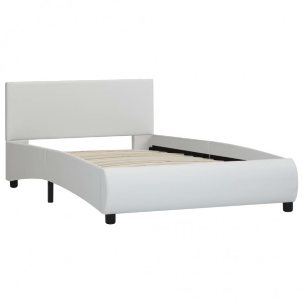 Estructura de cama con LED cuero sintético blanco 90x200 cm M 3