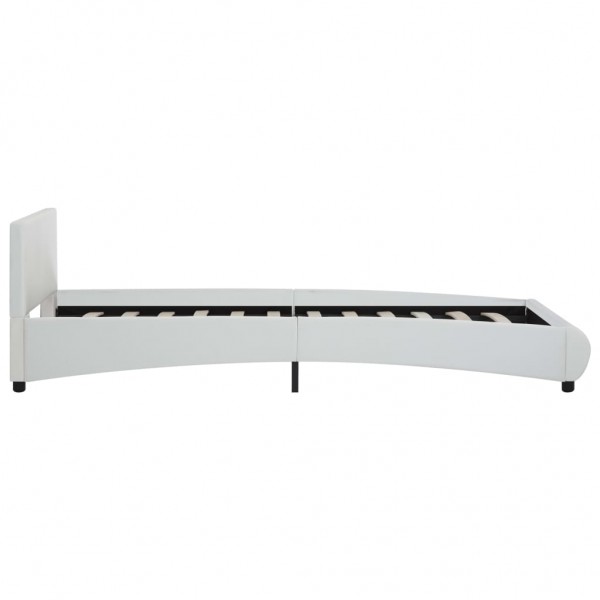 Estructura cama con LED cuero sintético blanco 100x200 cm M 5