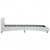 Estructura cama con LED cuero sintético blanco 100x200 cm 5