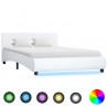 Estrutura de cama c/ LED 120x200 cm couro artificial branco 1