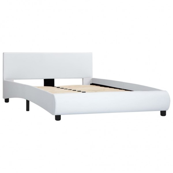 Estrutura de cama c/ LED 120x200 cm couro artificial branco M 3