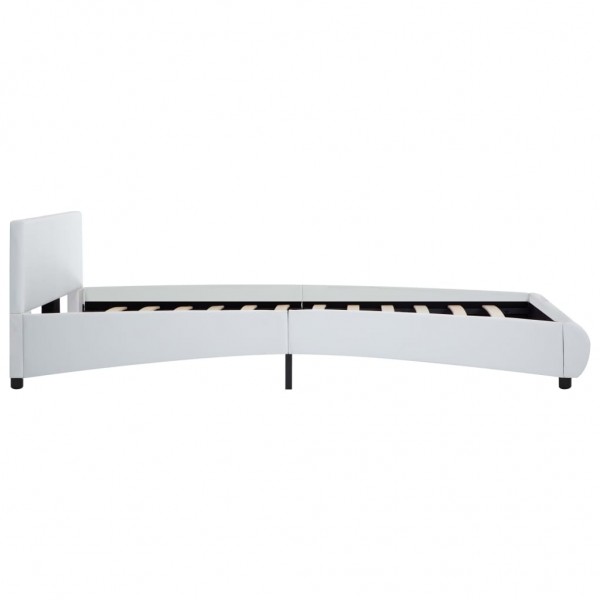 Estrutura de cama c/ LED 120x200 cm couro artificial branco M 5