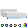 Estrutura de cama c/ LEDs couro artificial 180x200 cm branco 1