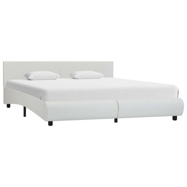 Estructura de cama con LED de cuero sintético blanco 180x200 cm M 2
