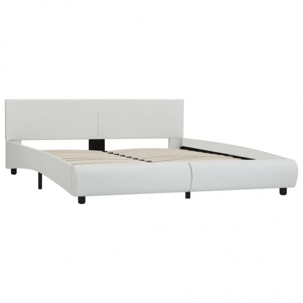 Estructura de cama con LED de cuero sintético blanco 180x200 cm M 3
