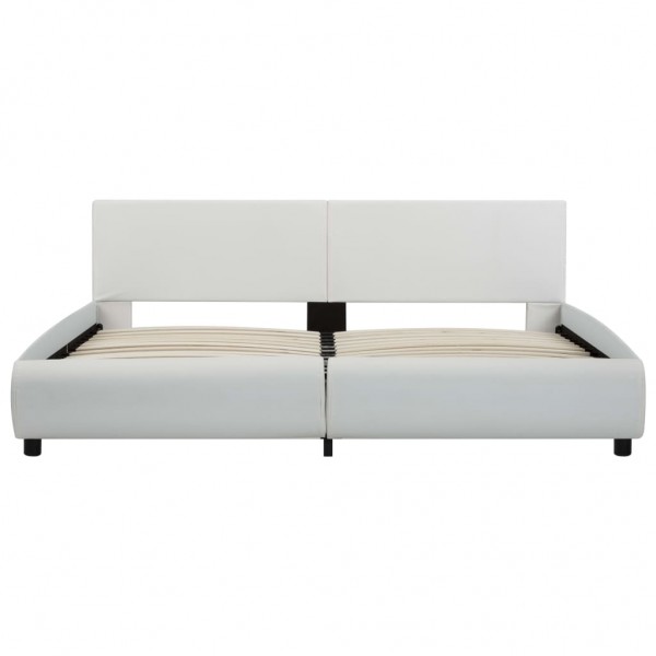Estrutura de cama c/ LEDs couro artificial 180x200 cm branco M 4