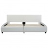 Estructura de cama con LED de cuero sintético blanco 180x200 cm 4