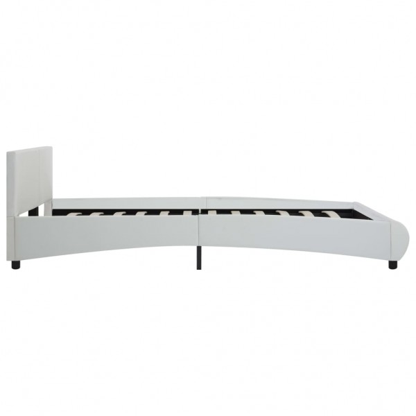 Estrutura de cama c/ LEDs couro artificial 180x200 cm branco M 5
