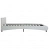 Estrutura de cama c/ LEDs couro artificial 180x200 cm branco 5