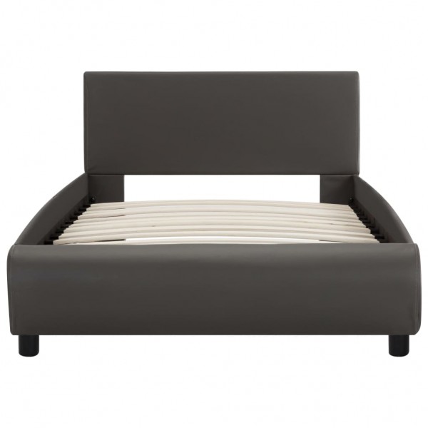 Estructura de cama con LED de cuero sintético gris 90x200 cm M 4