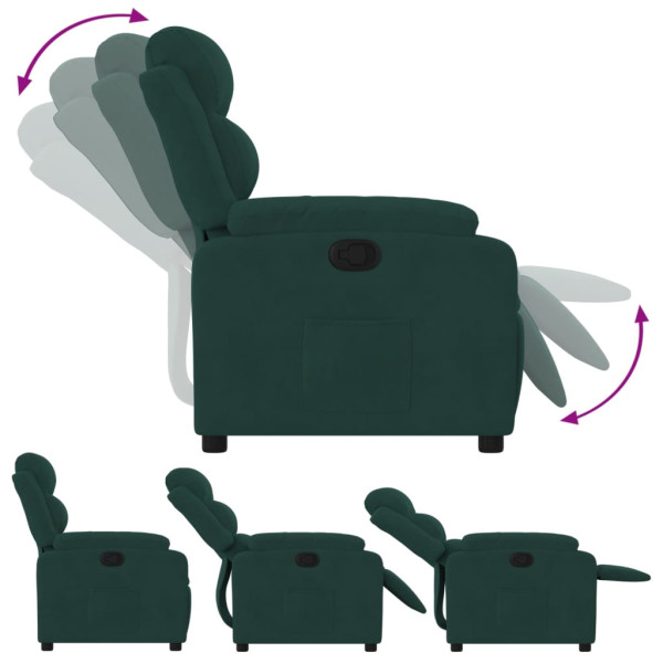 Sillón reclinable de terciopelo verde oscuro M 4