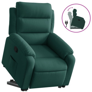 Sillón reclinable elevable terciopelo verde oscuro H