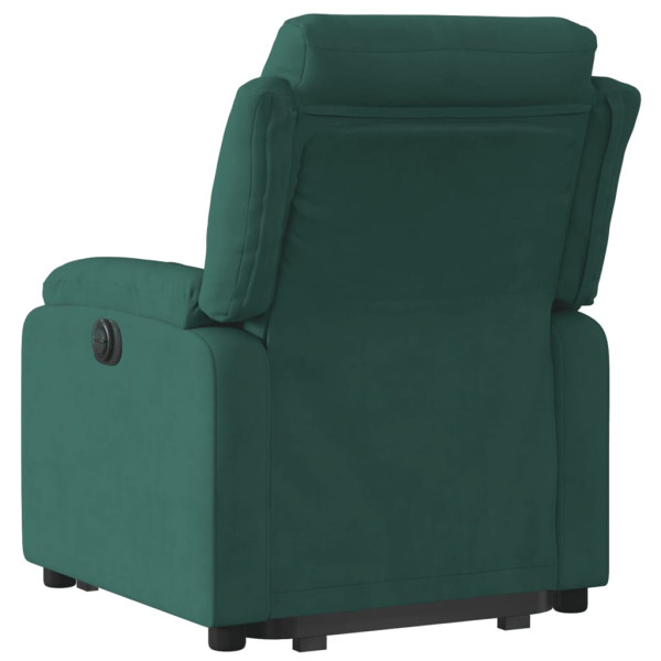 Sillón reclinable elevable terciopelo verde oscuro M 4