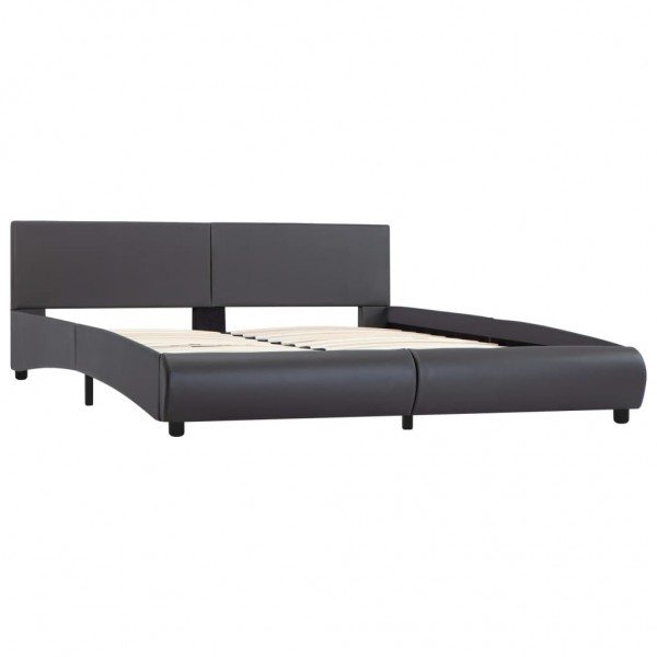 Estrutura de cama c/ LED 180x200 cm couro artificial cinzento M 3
