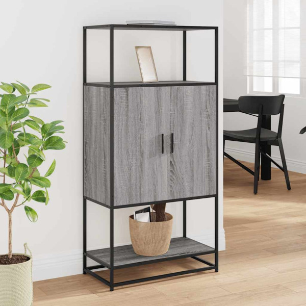 Armário alto 68x35x139 cm madeira e metal cinza sonoma M 3