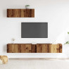 Conjunto de mueble de TV 3 piezas montado la pared madera vieja 3